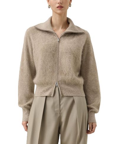 Lilysilk Lilysilk Brushed Cashmere Zip up Cardigan