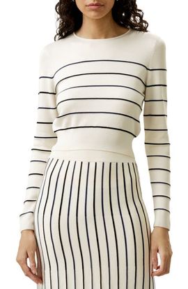 Lilysilk Lilysilk Cropped Silk-knitted Long Sleeve Tee for