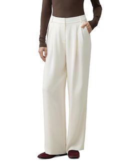 Lilysilk Lilysilk Silk Crepe Pleated Straight Leg Trousers