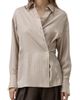 Lilysilk Lilysilk Striped Silk Twill Asymmetric Wrap Shirt - 1