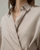 Lilysilk Lilysilk Striped Silk Twill Asymmetric Wrap Shirt - 5