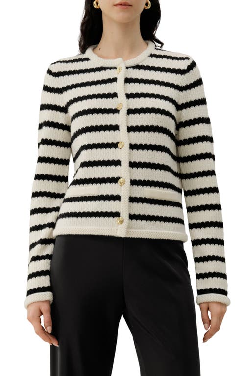 Lilysilk Lilysilk Stripped Crochet Washable-Wool Cardigan