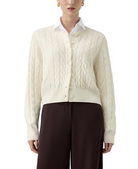 Lilysilk Lilysilk Washable Cable Knit Wool Cardigan