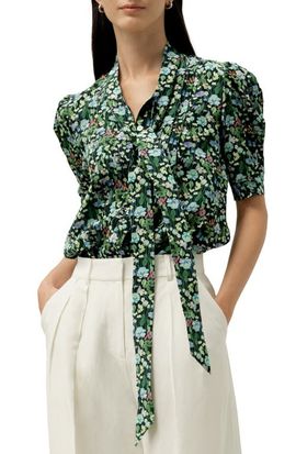 Lilysilk LILYSILK Women's Puff-Sleeve Silk Blouse - Made With Liberty Fabric