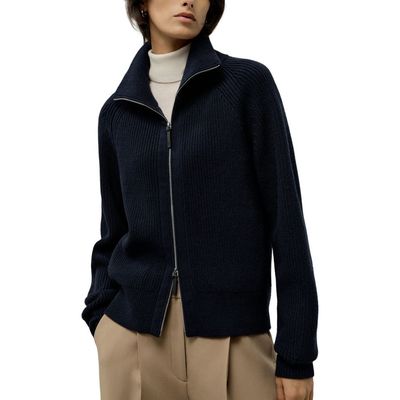 Lilysilk LILYSILK Women's Ribbed-knit Turtleneck Zip Cardigan