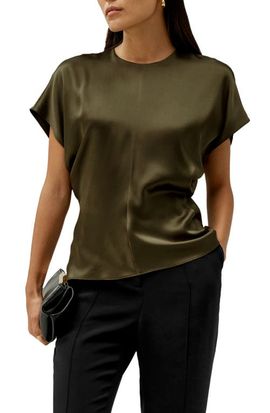 Lilysilk LILYSILK Women's Short Batwing Sleeve Silk Contour Top