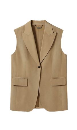 Lilysilk LILYSILK Women's Single Button Sleeveless Lapel Blazer