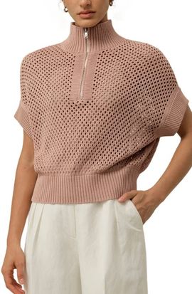 Lilysilk Lilysilk Women's Toscana Pointelle Knit Half-Zip Sweater