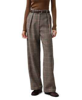Lilysilk Lilysilk Wool Silk Shepherd Check Straight Leg Pant
