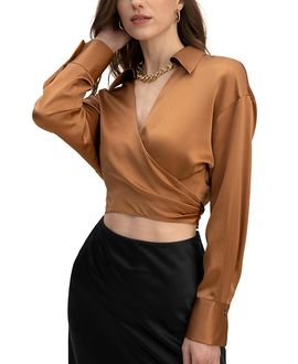 Lilysilk Lilysilk Wrapover Cropped Shirt