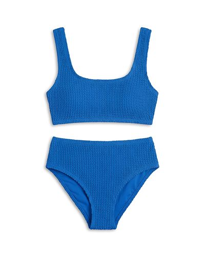Limeapple Limeapple Girls' Crinkle Square Neck Two Piece Swimsuit
