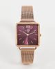 Limit Limit square mesh watch in rose gold with red dial - 1