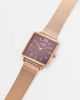 Limit Limit square mesh watch in rose gold with red dial - 2