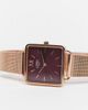 Limit Limit square mesh watch in rose gold with red dial - 4