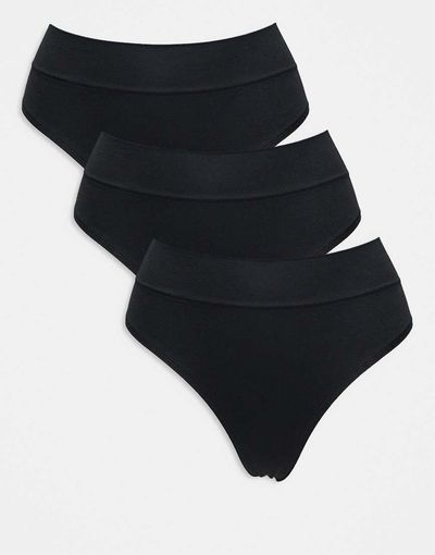 Lindex Lindex 3 pack seamless thong in black