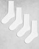 Lindex Lindex 4-pack chunky ribbed athletic crew socks in white-Neutral - 1