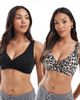Lindex Lindex MOM 2-pack wrap nursing bralettes in black and leopard print-Multi - 1