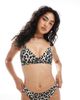 Lindex Lindex triangle bralette in leopard print-Multi - 1
