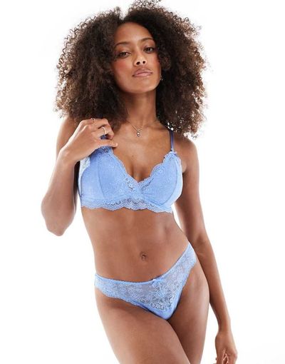 Lindex Lindex Valerie lace bralette in cornflower blue