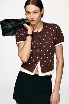 Line & Dot Dollie Short Sleeve Layered Cardigan Sweater