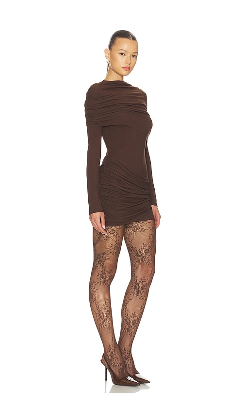 chinese dress ladies Draped Mini Dress with Train 6 / Noir main image 1