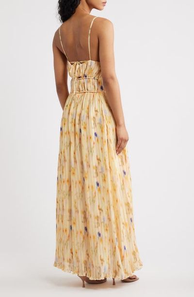 Line & Dot Line & Dot Potpourri Abstract Floral Micropleat Chiffon Maxi Dress