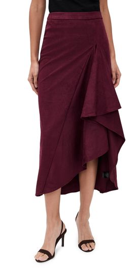 Line & Dot Line & Dot Valen Faux Suede Skirt Maroon