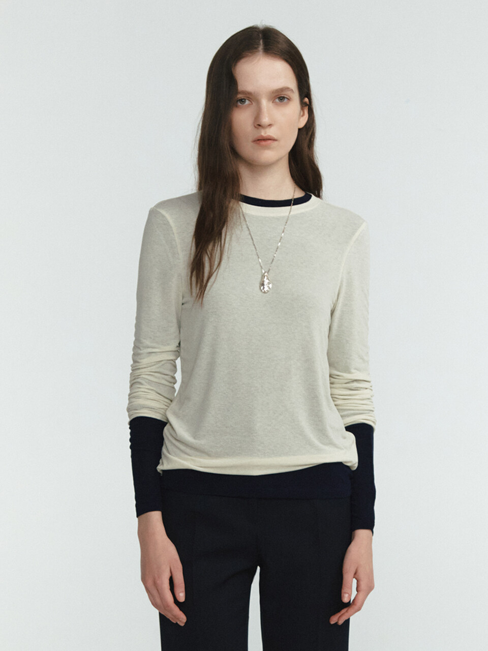 LINE STUDIO ONE Basic See-through Round Shirt