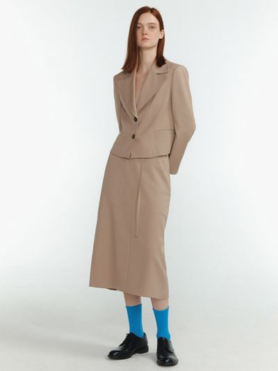 LINE STUDIO ONE Belted Back Slit Long Skirt