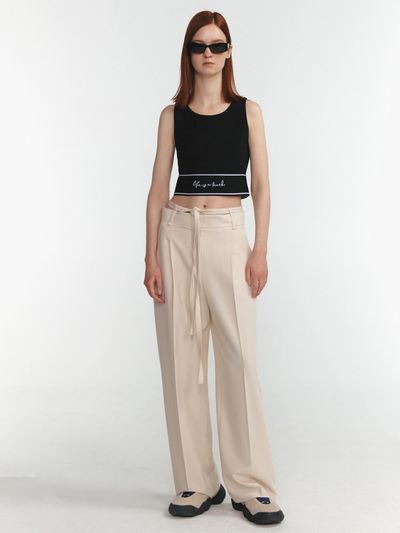 LINE STUDIO ONE Belted Pin Tuck Straight Slacks