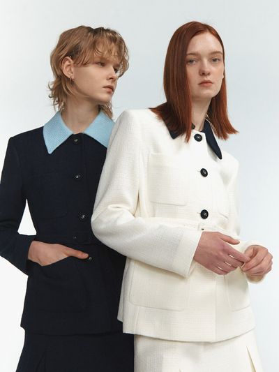 LINE STUDIO ONE Belted Tweed Jacket