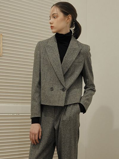 LINE STUDIO ONE Melange Wool Cropped Jacket