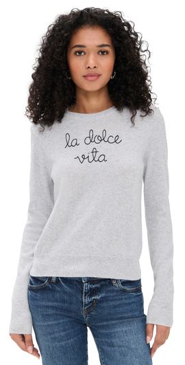 Lingua Franca Lingua Franca La Dolce Vita Cashmere Crewneck Smoke