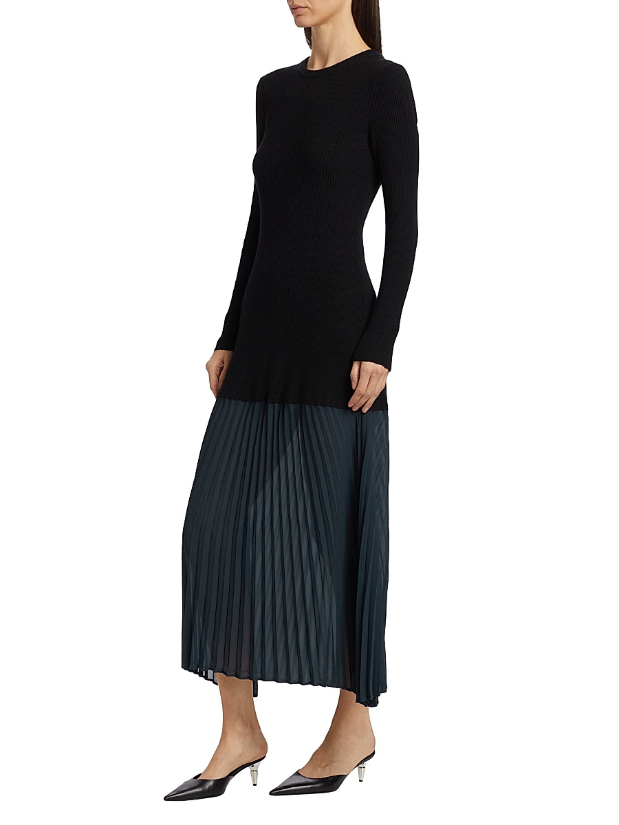 Lingua Franca - Women's Jerry Mixed-Media Long-Sleeve Midi-Dress