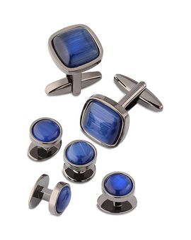 Link Up Link Up Blue Fiber Optic Stud & Cufflink Set