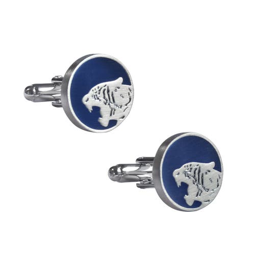 Link Up Link Up Roaring Tiger Silhouette Cufflinks with Blue Enamel 