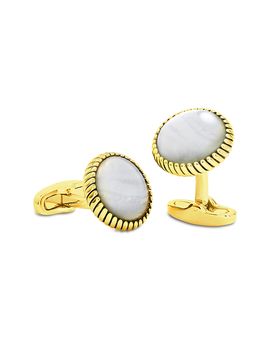Link Up Link Up Round Mother of Pearl Rope Border Cufflinks