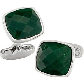 Link Up Link Up Square Green Faceted Stone Cufflinks 