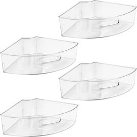 Linus Linus Lazy Susan 1/4 Wedge Bin with Handle, Set of 4, Clear, Made