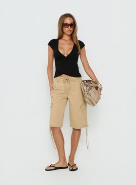Lioness Apres Tie Waist Jorts Stone