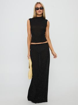Lioness Ford Maxi Skirt Onyx Polka Dot