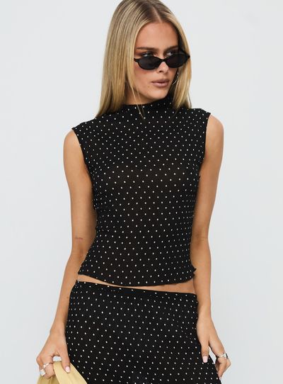 Lioness Ford Top Onyx Polka Dot