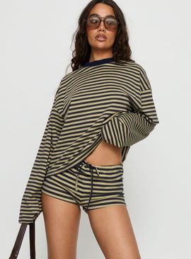 Lioness Kourt Bloomer Shorts Beige Stripe