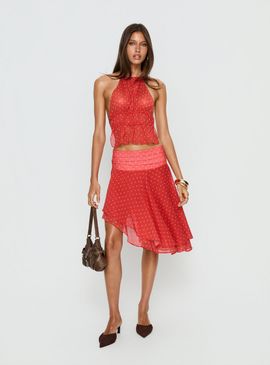 Lioness Legacy Midi Skirt Tomato Polka
