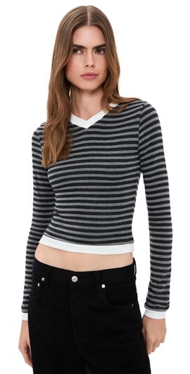 Lioness Lioness Barbie Long Sleeve Crop Top Midnight Stripe