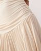 Lioness Lioness bardot ruched waist pleated drop hem mini dress in oatmeal-Neutral - 3