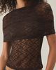 Lioness Lioness Bella Vita Sheer Lace Foldover Top in Brown, Women's at Urban Outfitters - 3