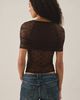 Lioness Lioness Bella Vita Sheer Lace Foldover Top in Brown, Women's at Urban Outfitters - 4