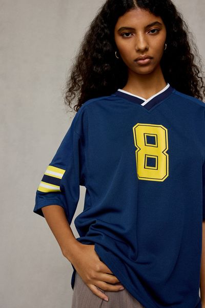 Lioness Lioness Beverly Graphic Oversized Short Sleeve Jersey Top in Navy, Women's at Urban Outfitters