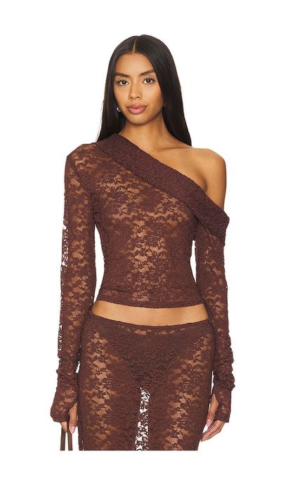 LIONESS LIONESS Black Swan Off Shoulder Top